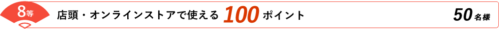 8等 店頭・オンラインストアで使える100ポイント